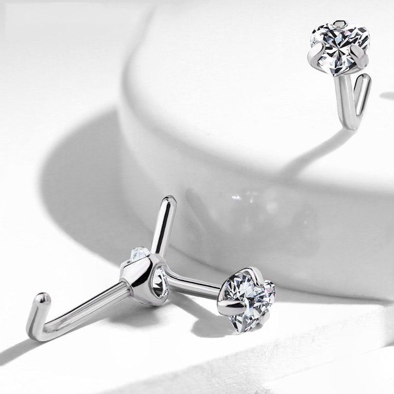 Næsepiercing af titanium med forskellige stendesigns Piercingsmykker - Danmark