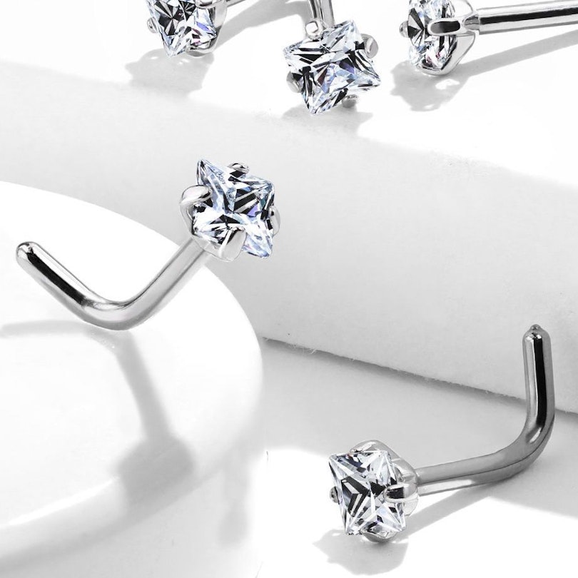 Næsepiercing af titanium med forskellige stendesigns Kropssmykker - Danmark