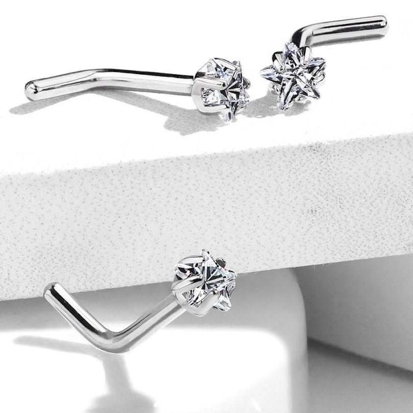 Næsepiercing af titanium med forskellige stendesigns Piercingsmykker - Danmark