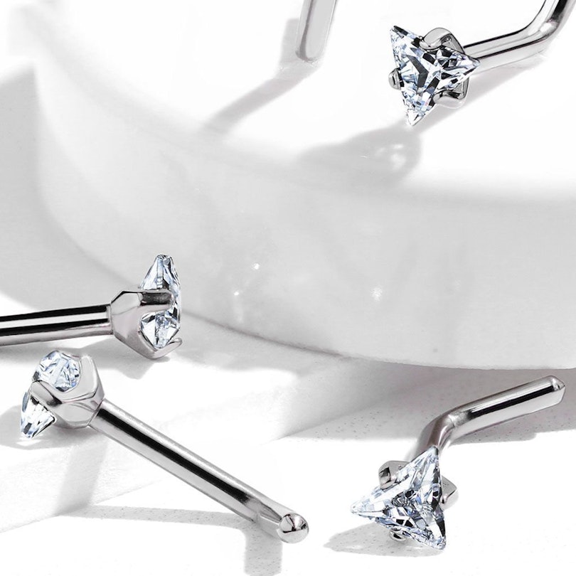 Næsepiercing af titanium med forskellige stendesigns Piercingsmykker - Danmark