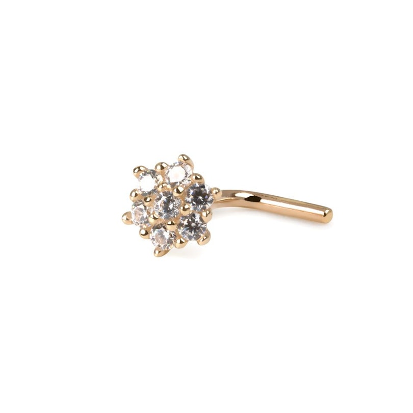 Næsepiercing af 14 karat guld med blomst af sten Kropspiercing - Danmark