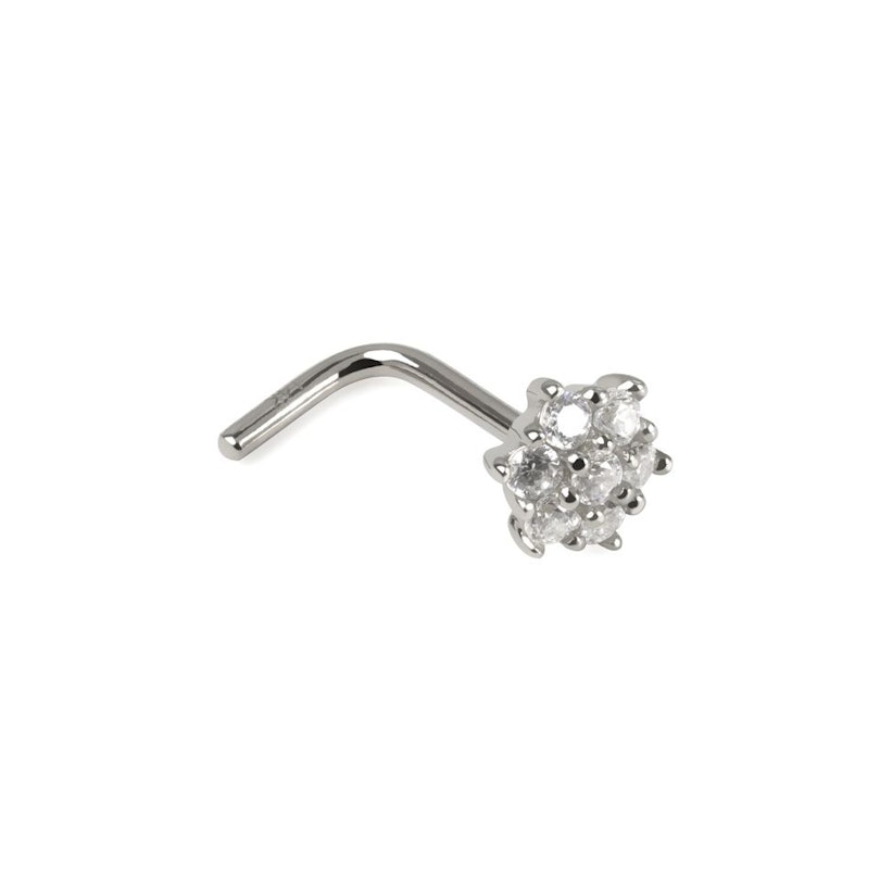 Næsepiercing af 14 karat guld med blomst af sten Kropspiercing - Danmark