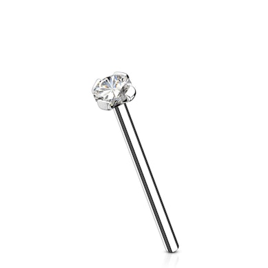 Fish tail næsepiercing af 14 karat guld med sten