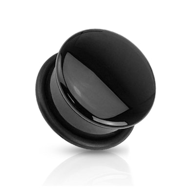Kuppelformet plug af sort agat
