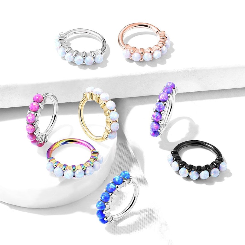 Ring med linje af opalsten Piercing - Danmark