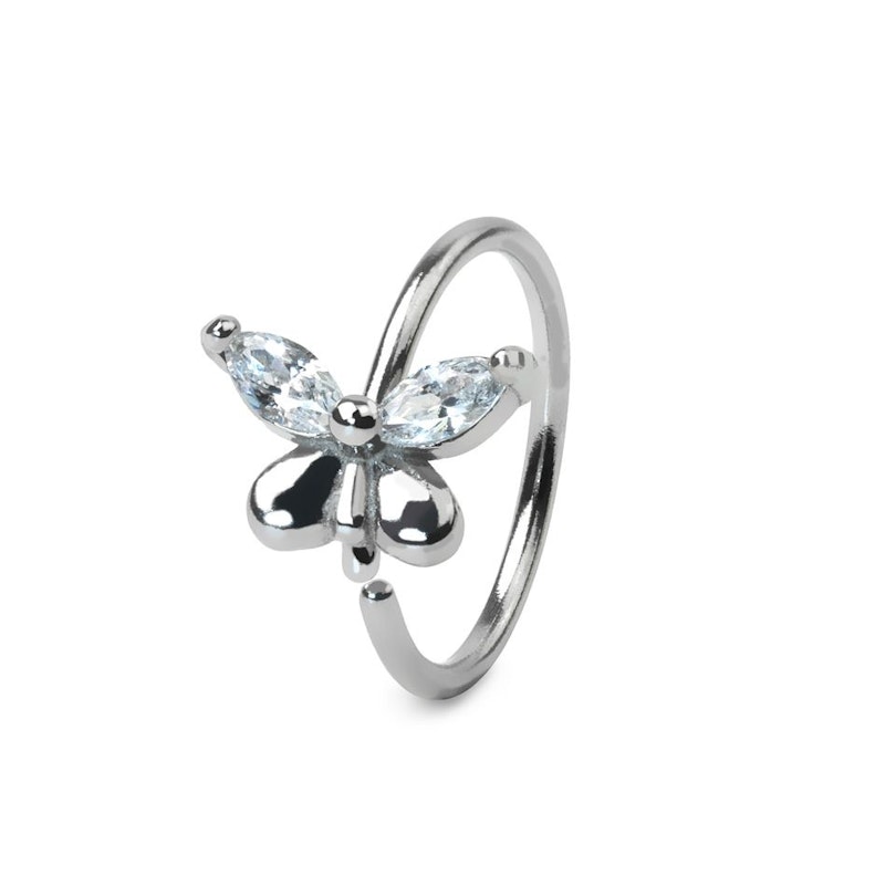 Endeløs twist-ring med sommerfugl - sølv Kropspiercing - Danmark
