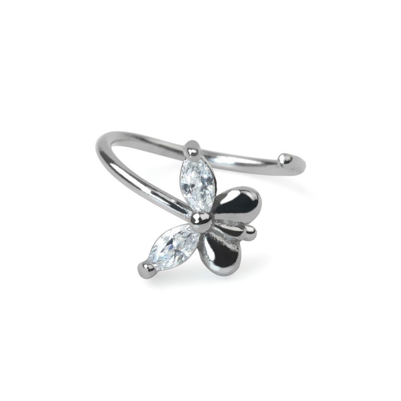 Endeløs twist-ring med sommerfugl - sølv Kropssmykker - Danmark