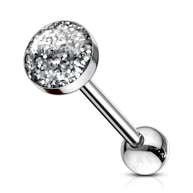 Tungepiercing med glimmerkugle