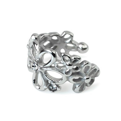 Ear cuff med blomster i kirurgisk stål