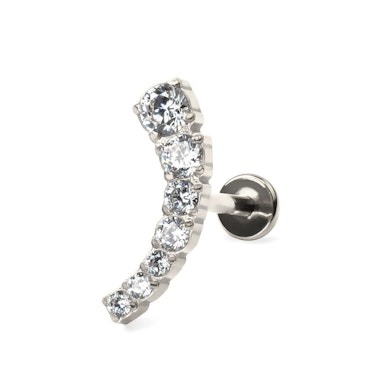 Push-in-labret af titanium med kurvet top og sten