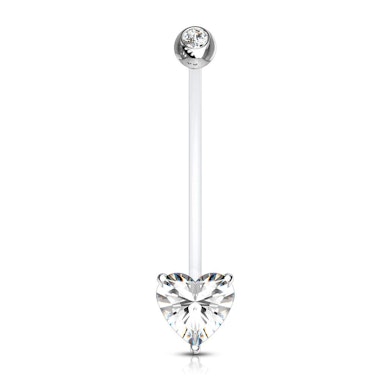 Navlepiercing af PTFE til gravide med hjerte af sten