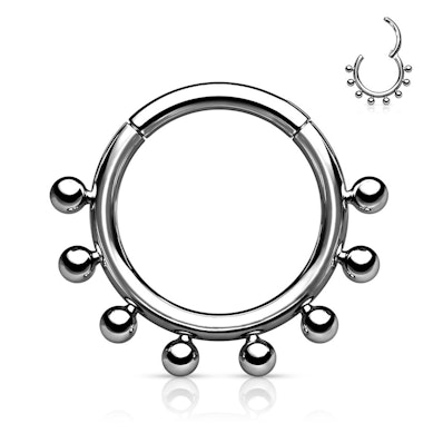Ring af titanium med hængsel og ydre kugler