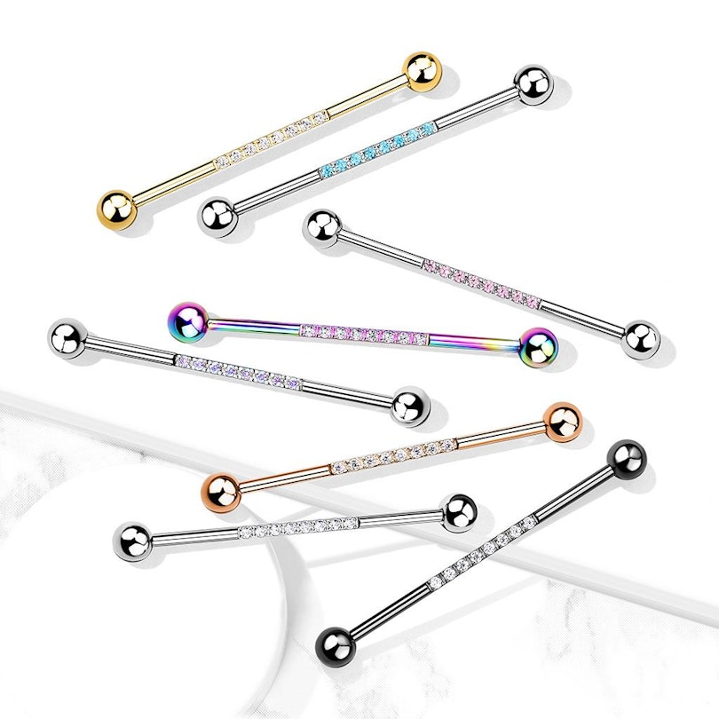 Industrial piercing med sten på række Piercing - Danmark