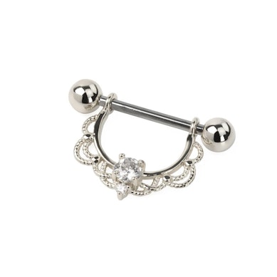 Brystpiercing med filigran og sten