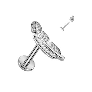 Titaniumlabret med indvendigt gevind og fint blad