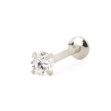 Push-in labret med sten i grabbefatning