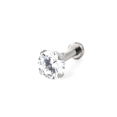 Push-in labret af titanium med sten i grabbefatning