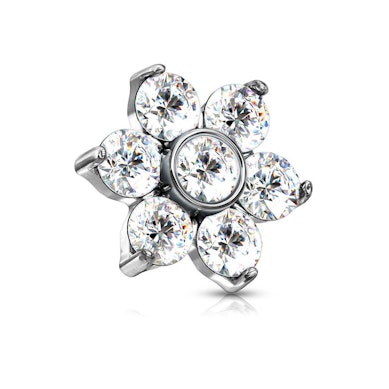 Dermal anchor med sten formet som blomst