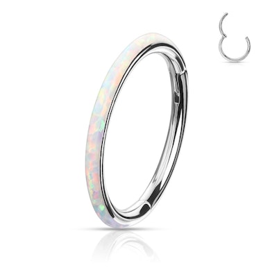 Ring af titanium med hængsel og opalring