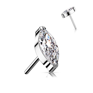 Push-in front af titanium med marquise-formet sten