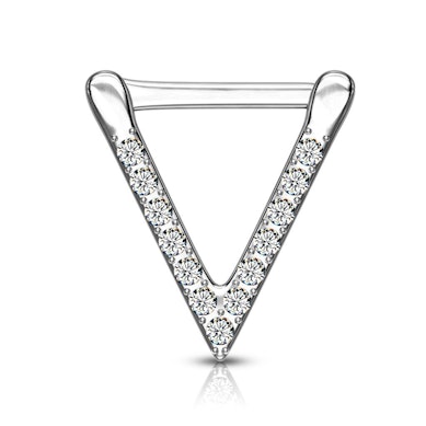Septumpiercing med stenbesat trekantet form