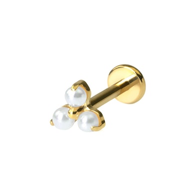 Fin titaniumlabret med trio af perler