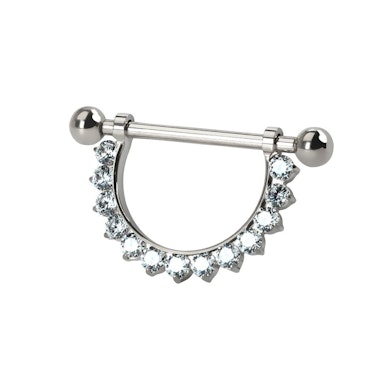 Nipple-stav af titanium med halvcirkel af CZ-sten