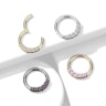 Hængslet ring af kirurgisk stål med fem sten Piercing - Danmark
