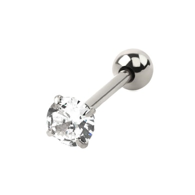 Tungepiercing med grabbefattet rund sten