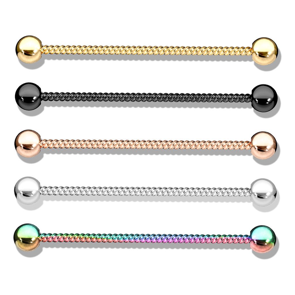 Industrial piercing med snoet tråd