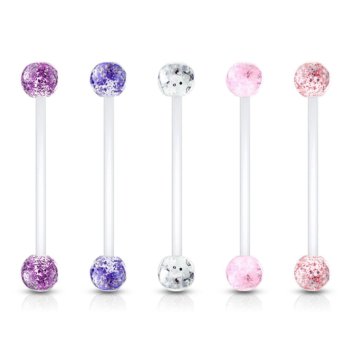 Navlepiercing til gravide med glitterkugler