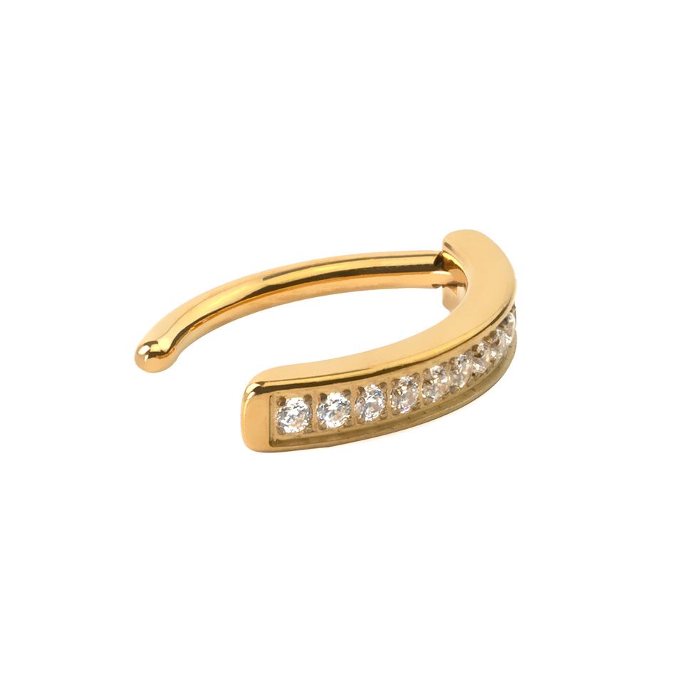 Belly clicker af titanium med sten