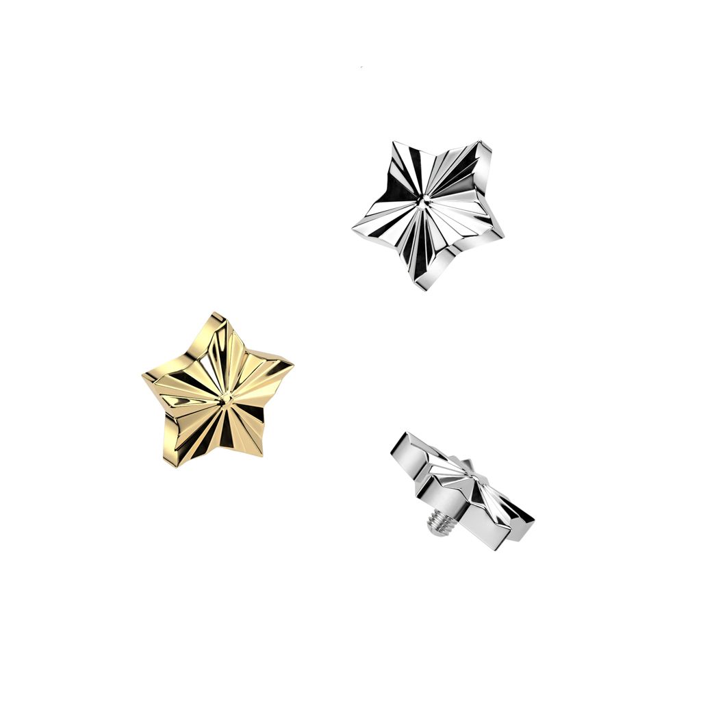 Stjerneformet dermal top af titanium med mønster