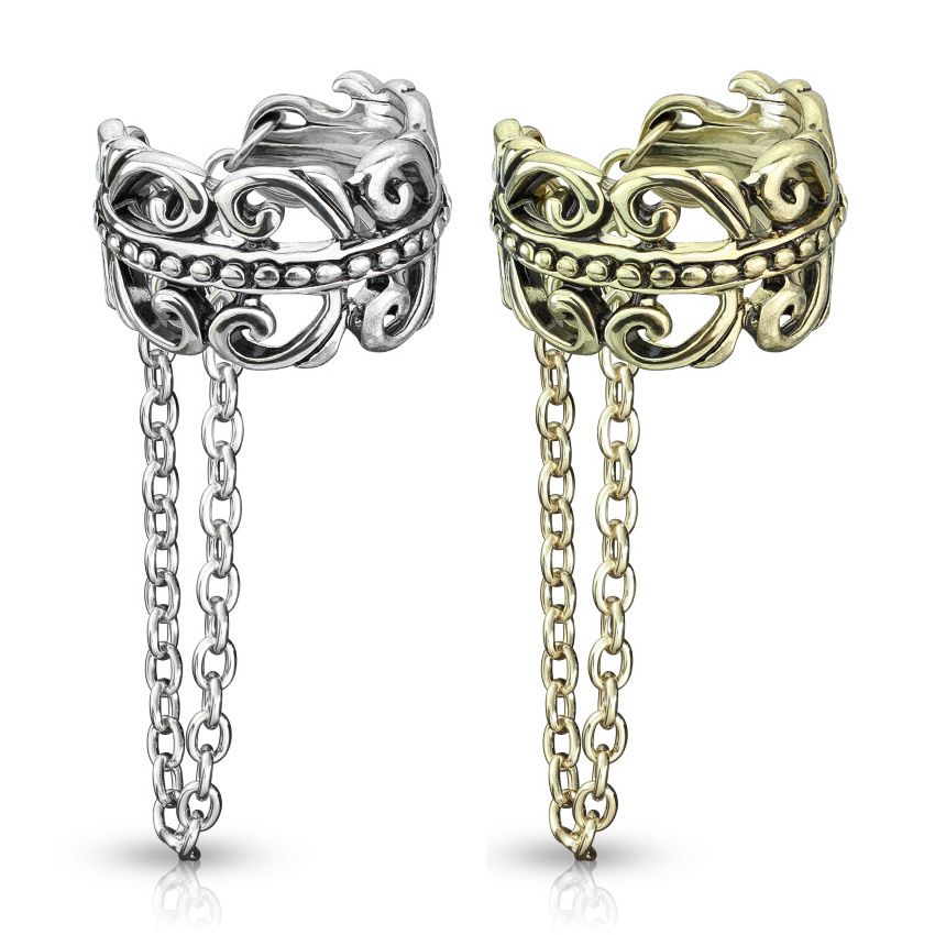 Earcuff med keltisk hjerte og kæde