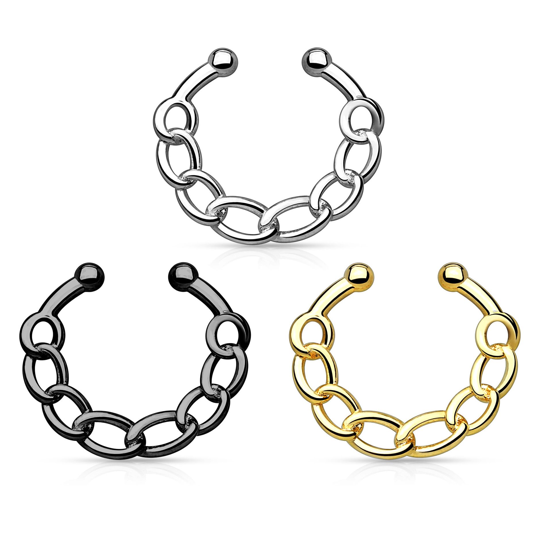 Fake septumpiercing med kæde