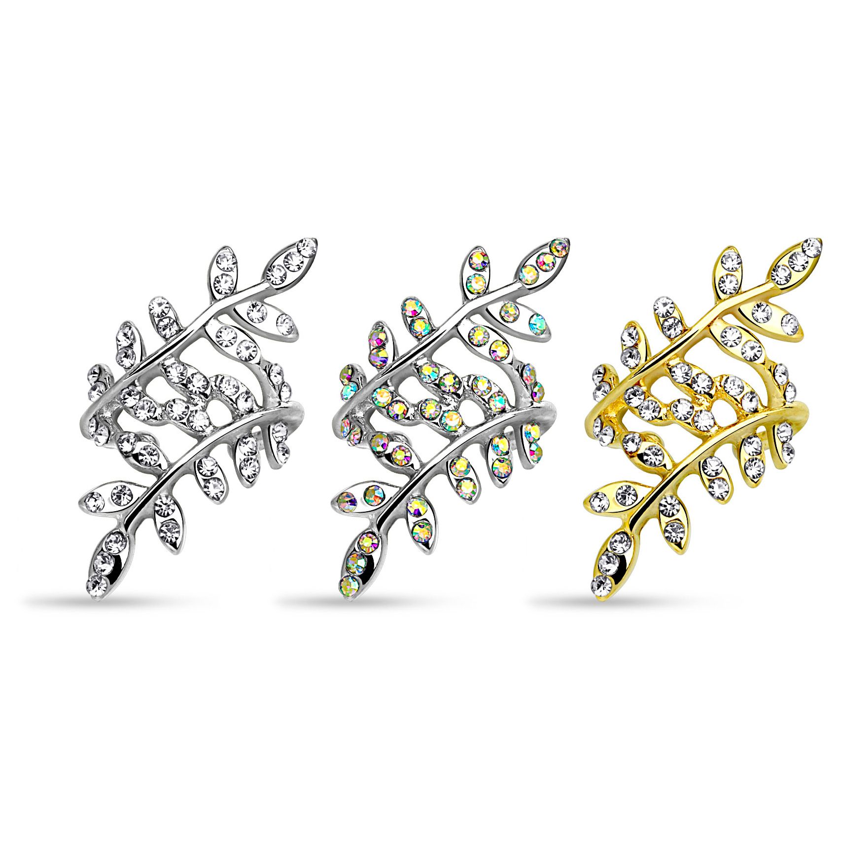 Earcuff med stenbesatte blade