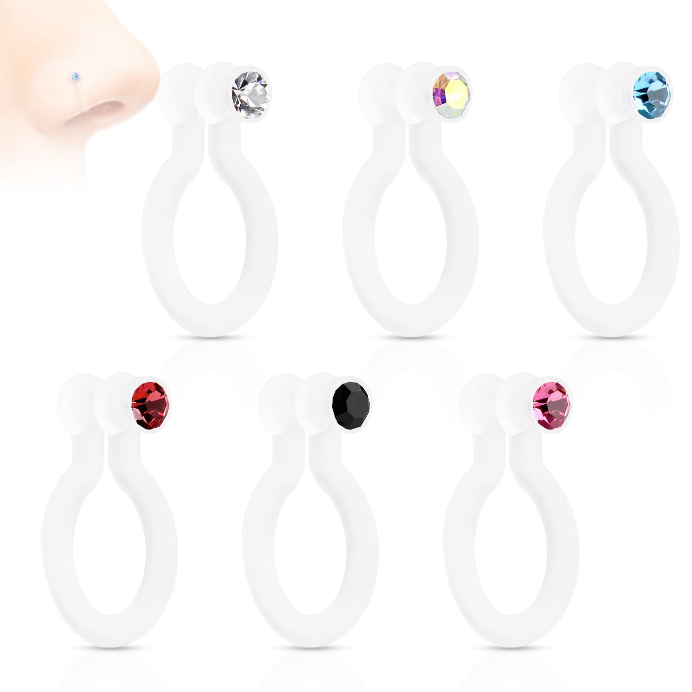 Fake næsepiercing med sten