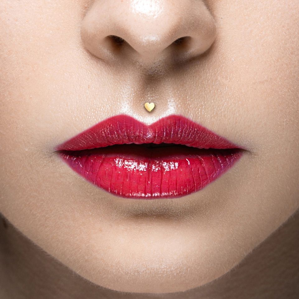 Labret af 14 karat guld med hjertetop