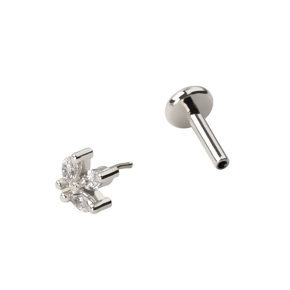 Push-in labret med marquise-formet sten