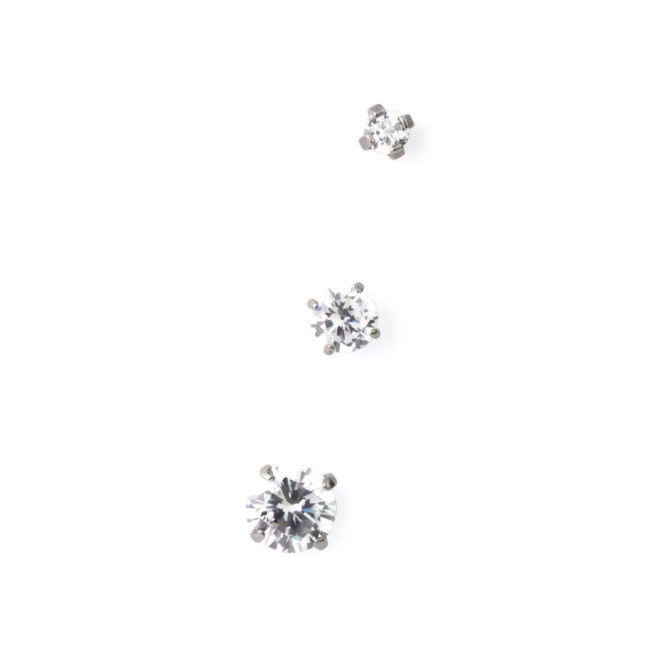 Push-in labret af titanium med sten i grabbefatning