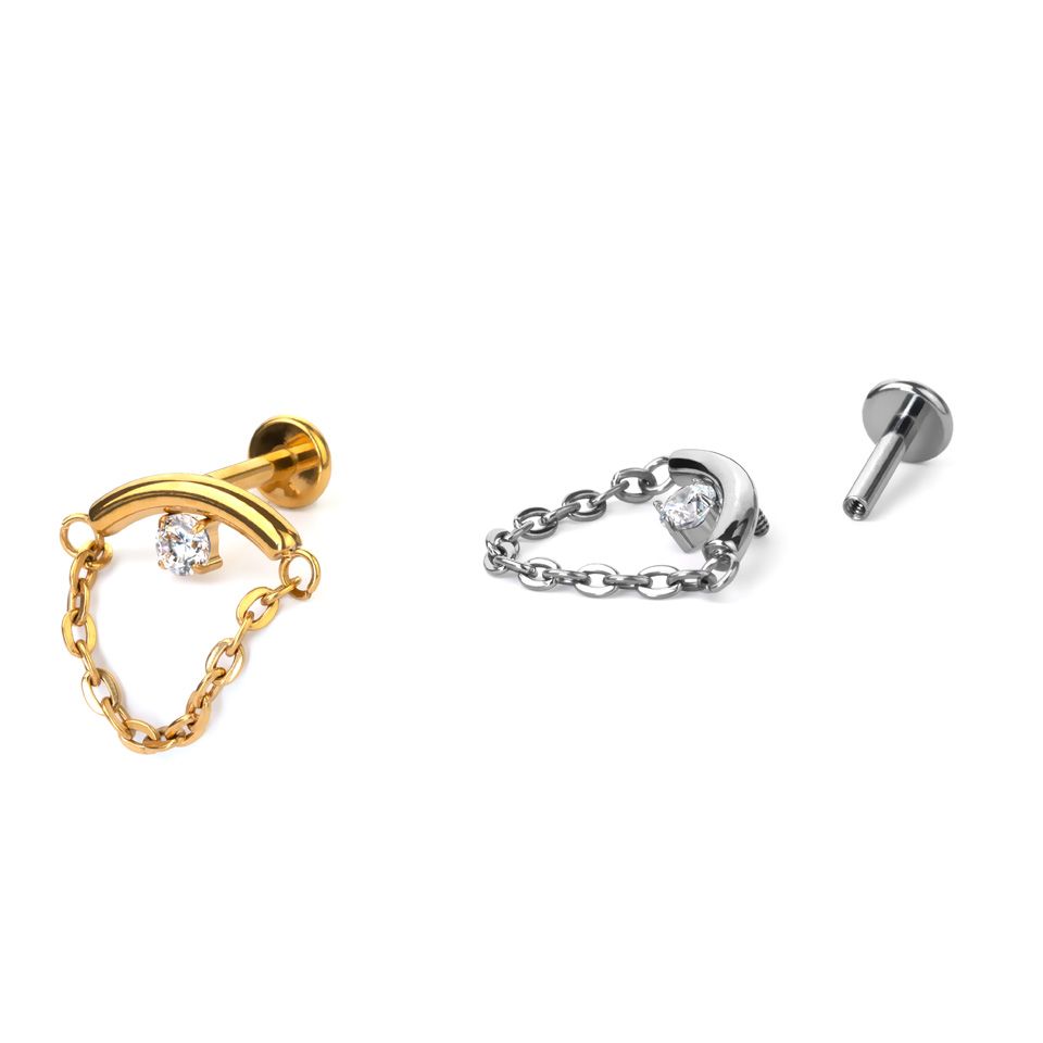 Skjult helix-labret med sten og kæde