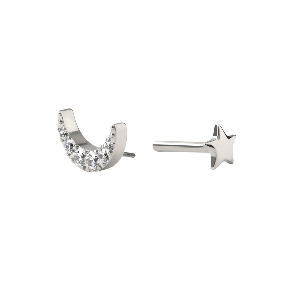 Måne-labret af titanium med stjerneformet bagende