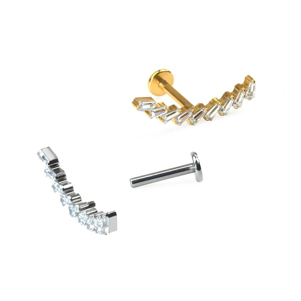 Labret af titanium med bue af sten