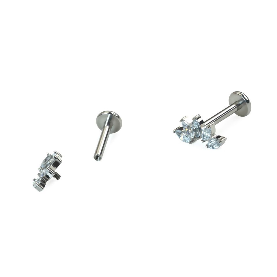 Buet titaniumlabret med 5 sten