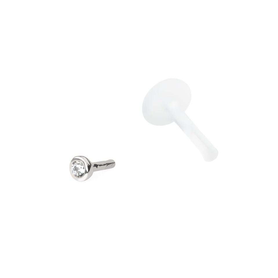 Labret af 14 karat guld med sten og ptfe stav