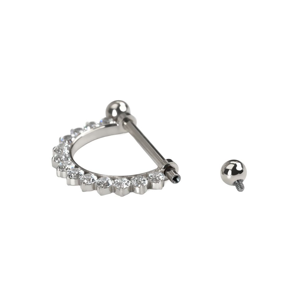 Nipple-stav af titanium med halvcirkel af CZ-sten