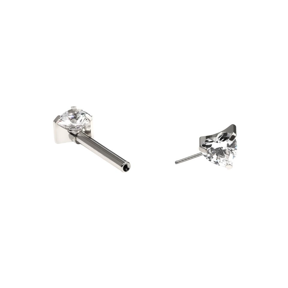 Nipple-stav af titanium med hjerteformede CZ-sten