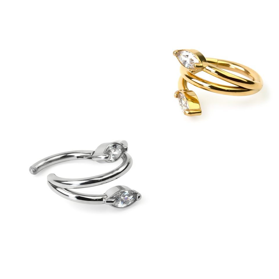 Dobbelt segmentring med marquise-sten