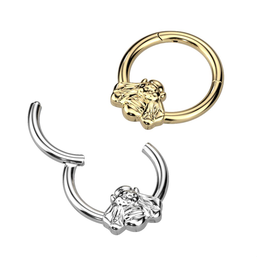 Hængslet ring af titanium med bi
