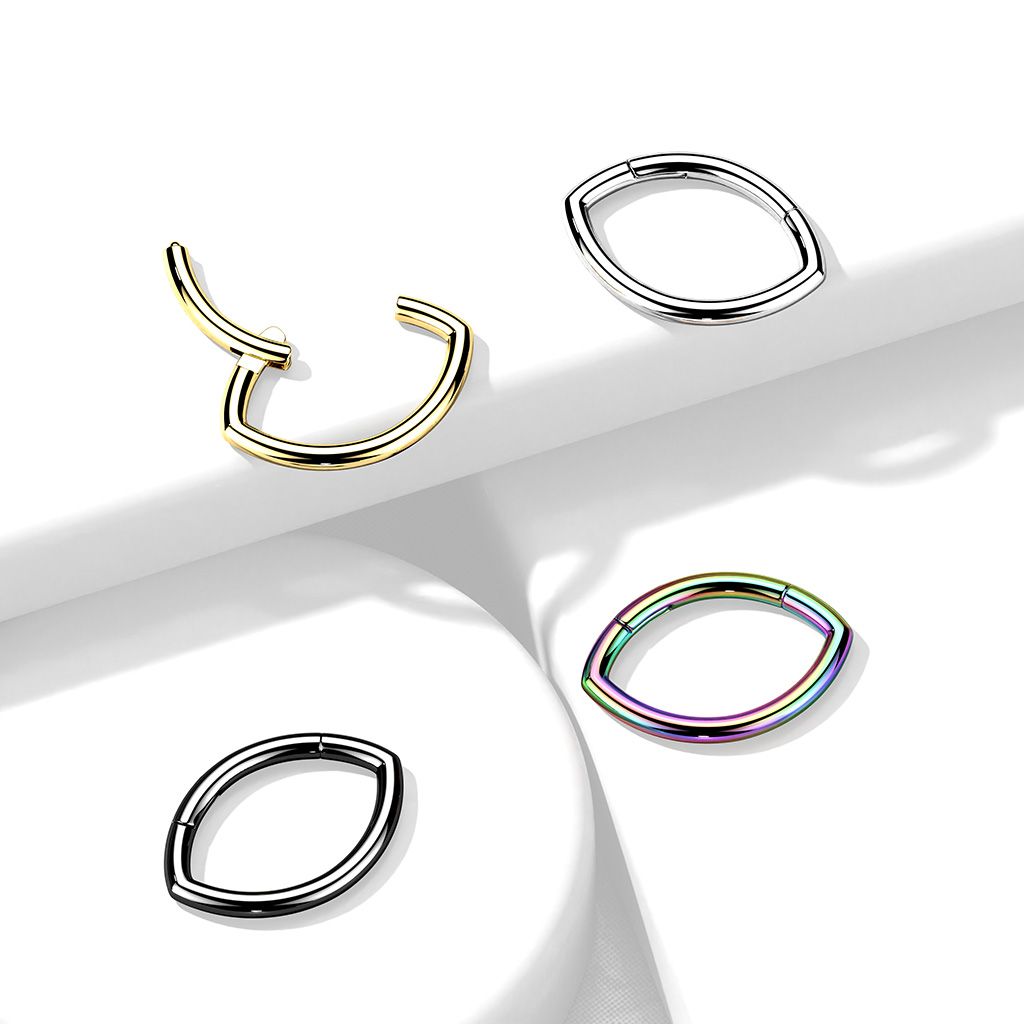 Ovalformet hængslet ring i titanium